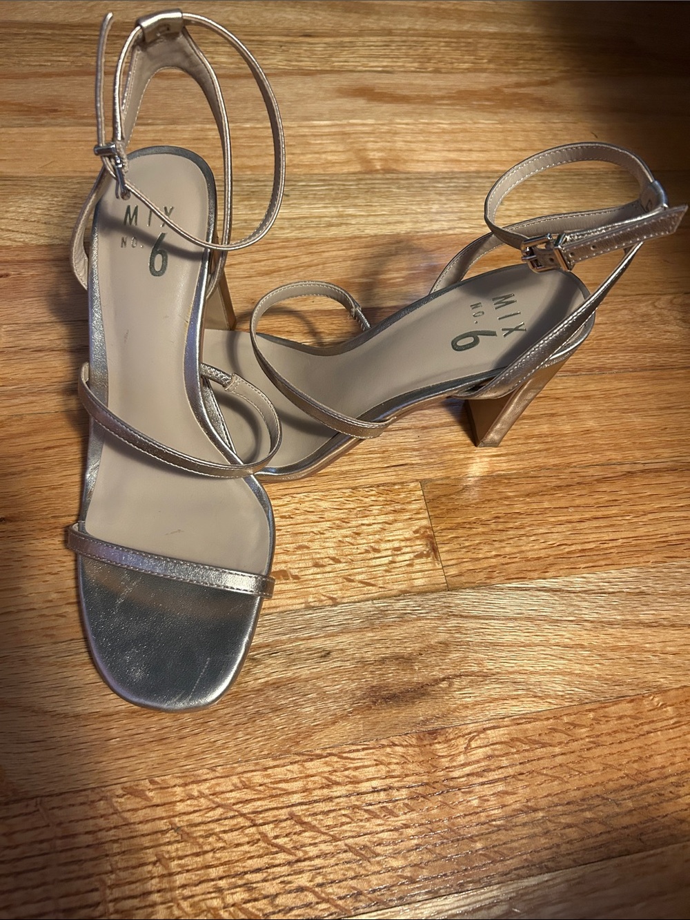 MIX No. 6 Metallic Strappy Block Heel Sandals in